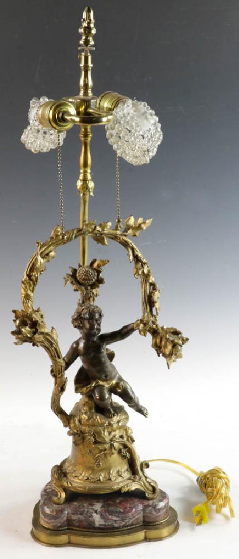 19thC French Cupid Lamp, Baccarat Shades (1 of 5)