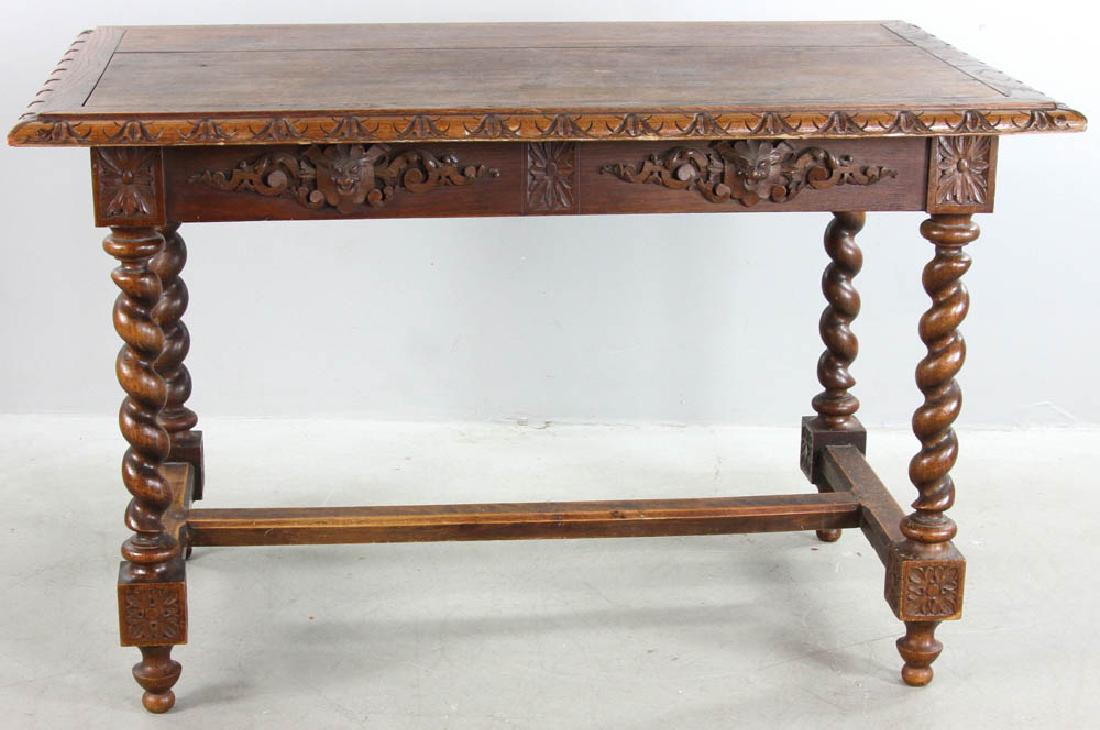 Victorian Oak Desk with Rope Turned Legs (1 of 6)