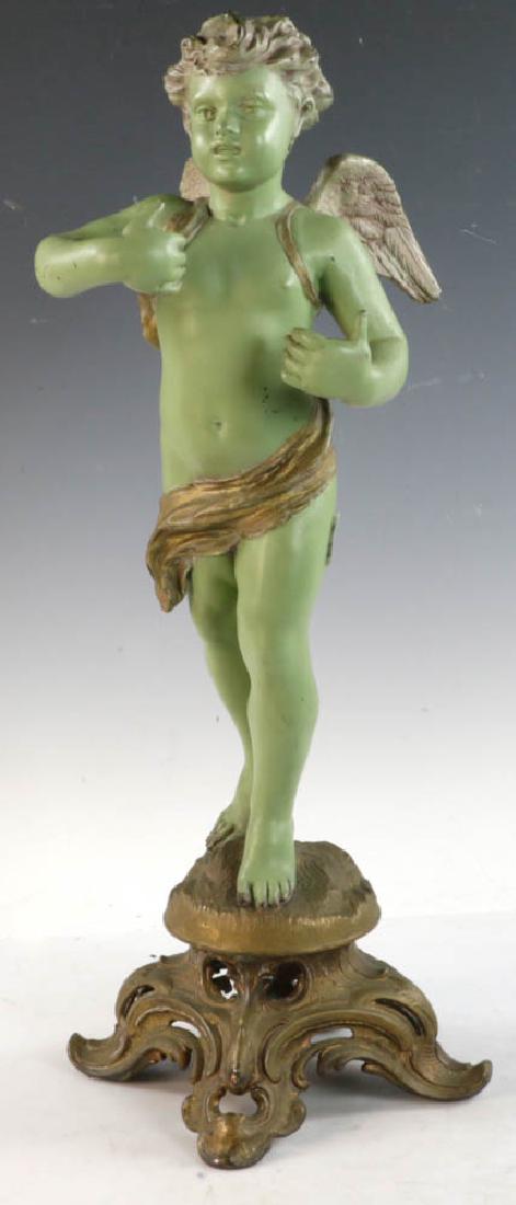 Antique White Metal Cupid Statue (1 of 4)