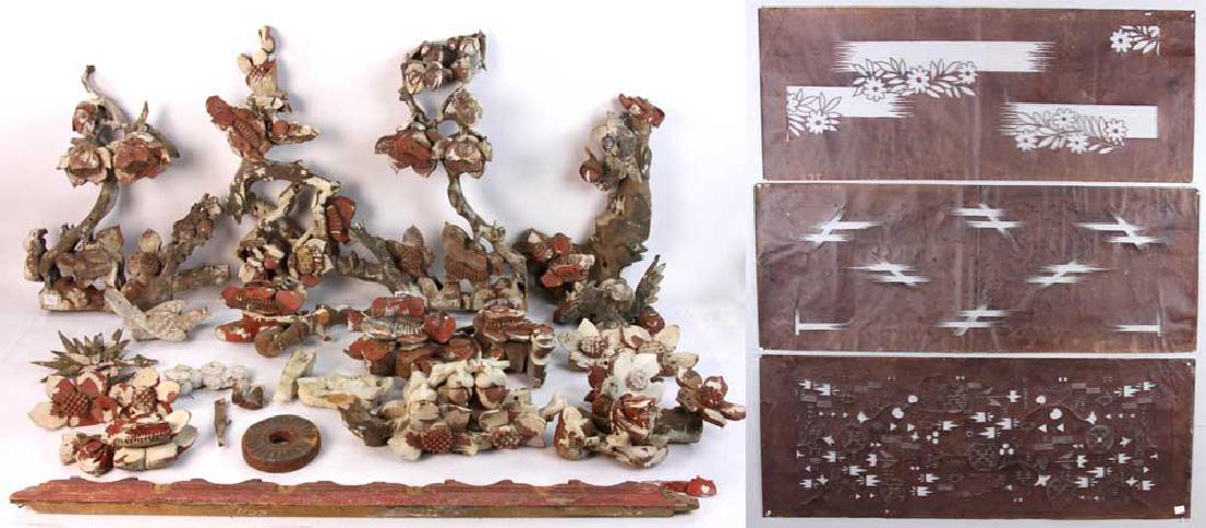 Antique Chinese Wood Carvings Lot and Stencils (1 of 7)