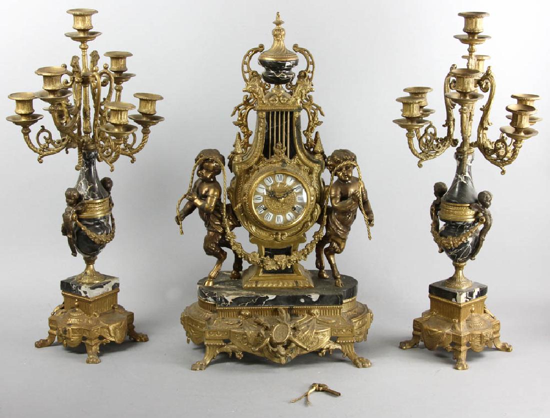 Italian Bronze and Marble Garniture Set (1 of 10)