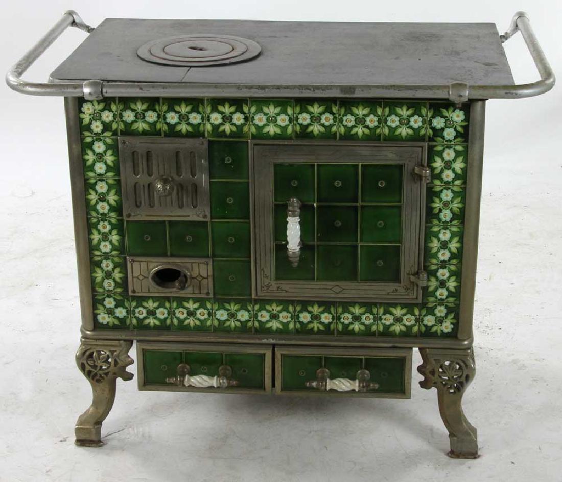 Cast Iron Stove with Floral Tile Trim (1 of 5)