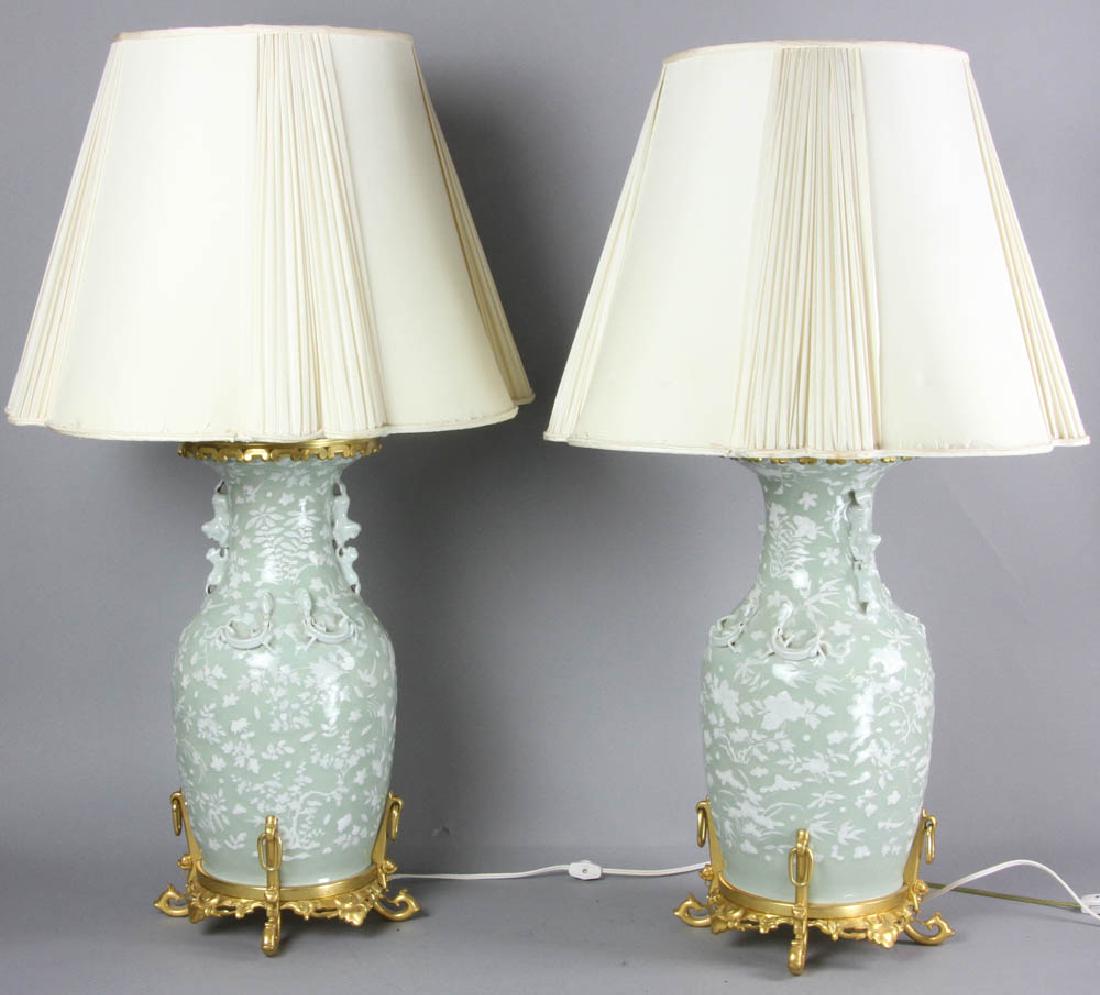 Pair of Chinese Celadon Lamps (1 of 7)