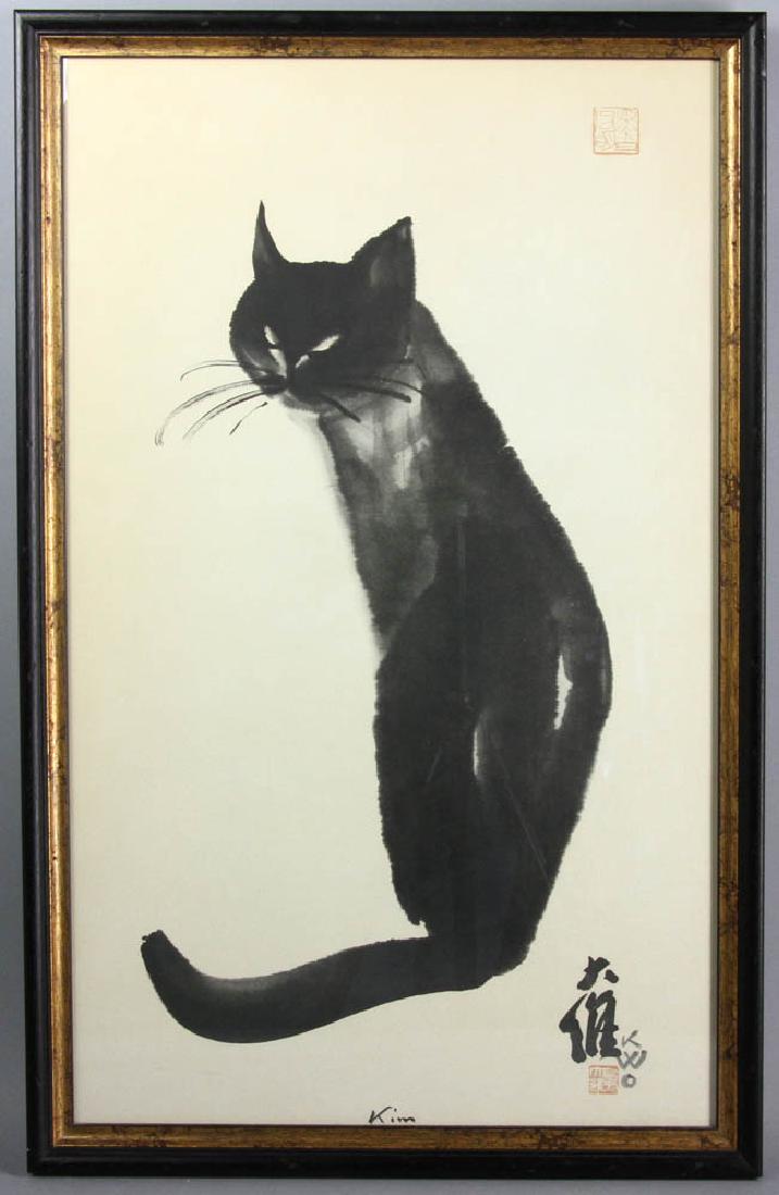Mid 20thC Japanese Print of Cat (1 of 7)