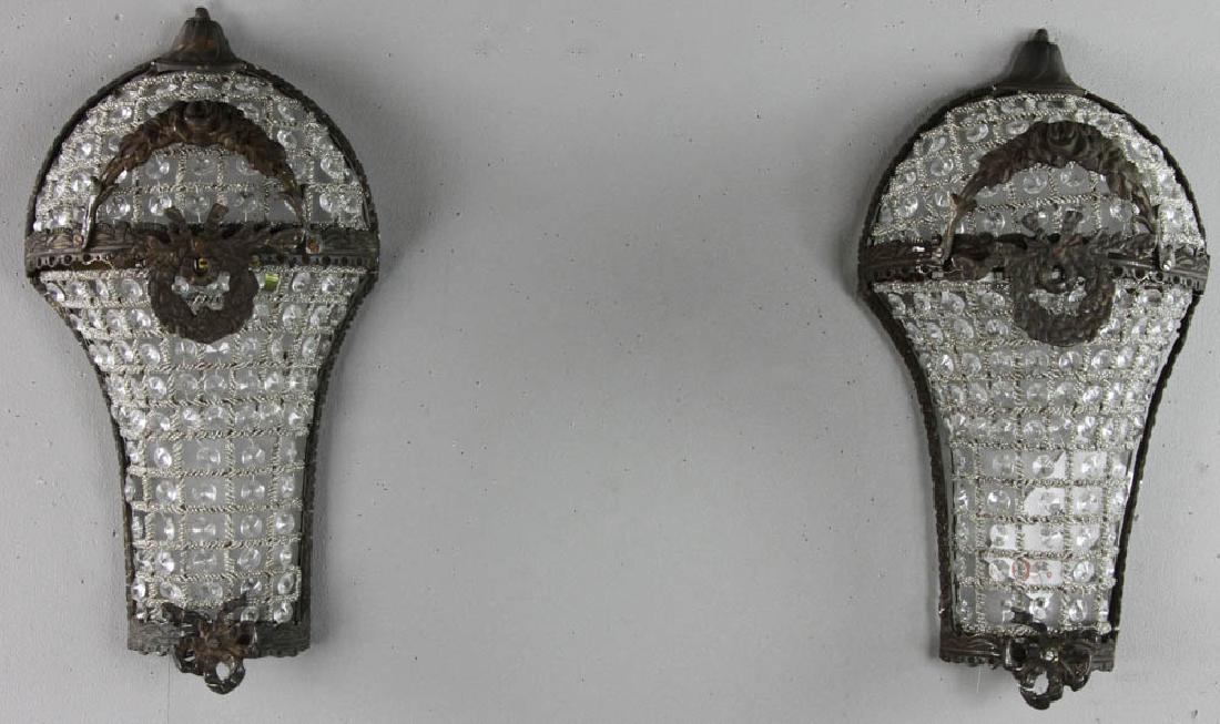 Pair of Crystal and Wrought Iron Fixtures (1 of 6)