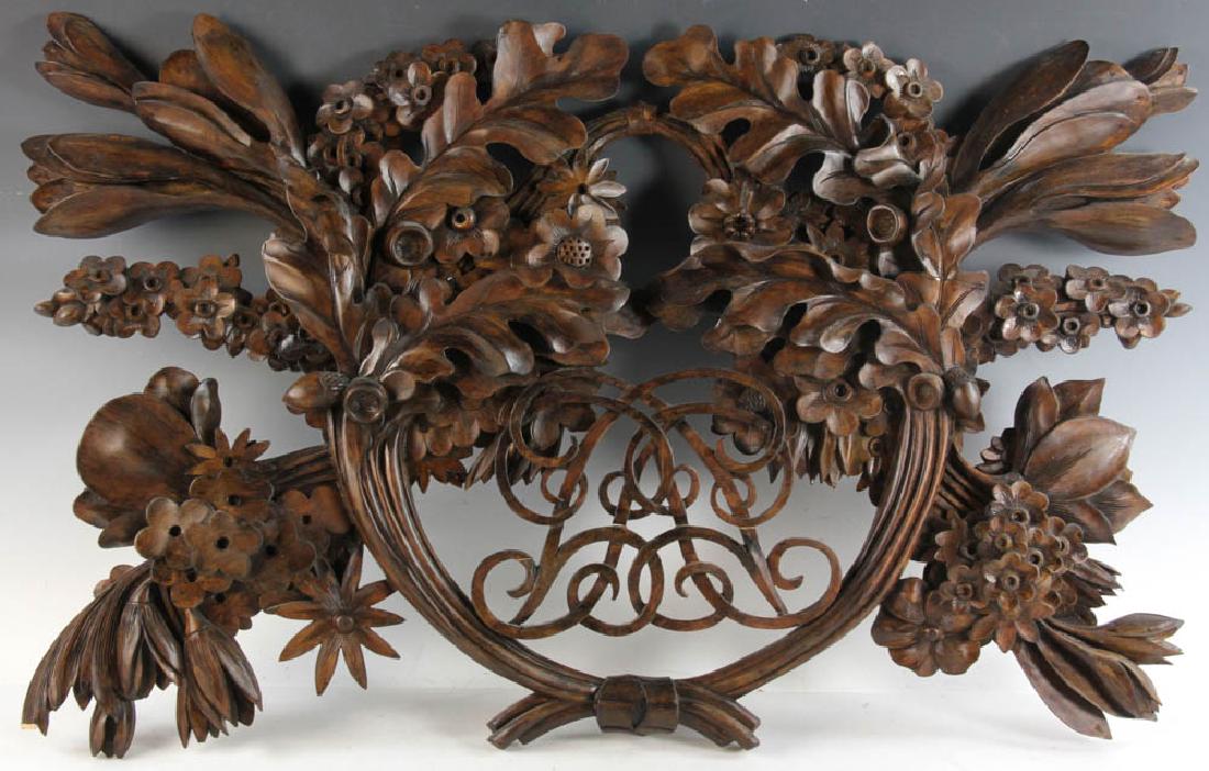 Antique Carved Wooden Wall Plaque