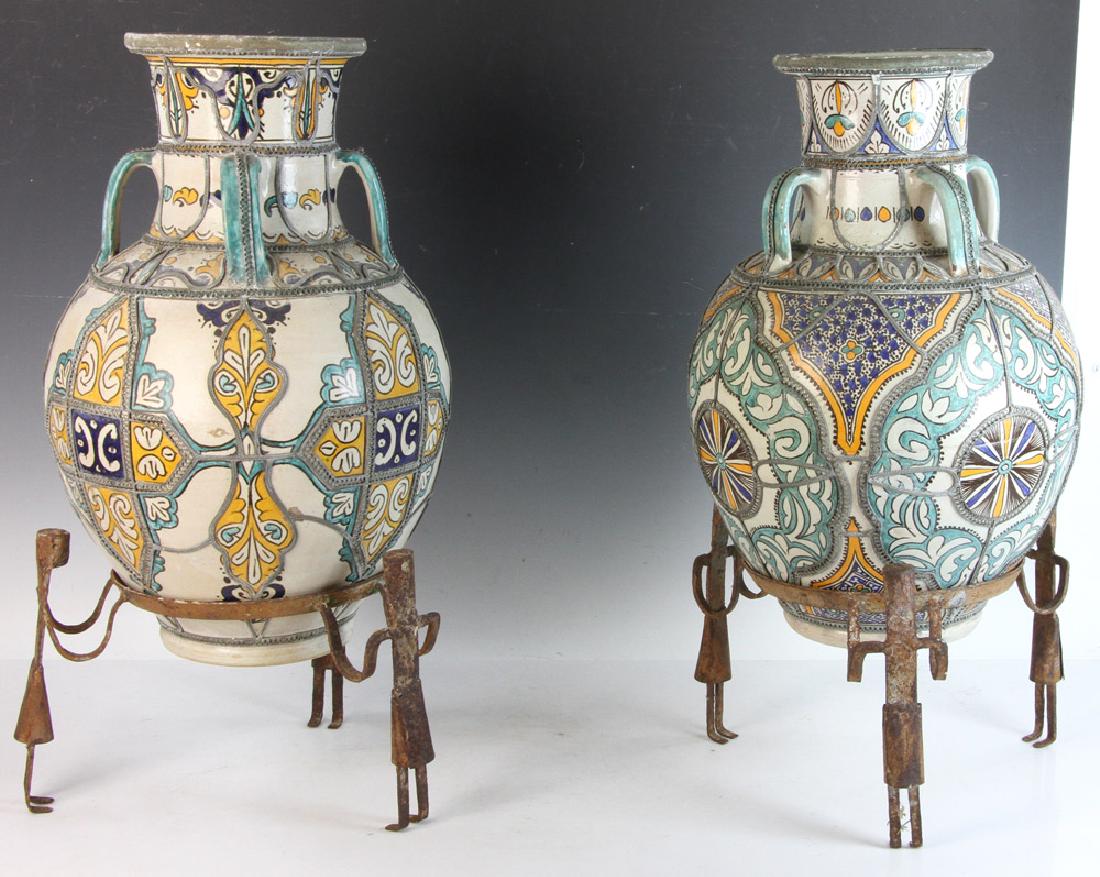 Pair of Islamic Urns on Iron Bases (1 of 10)