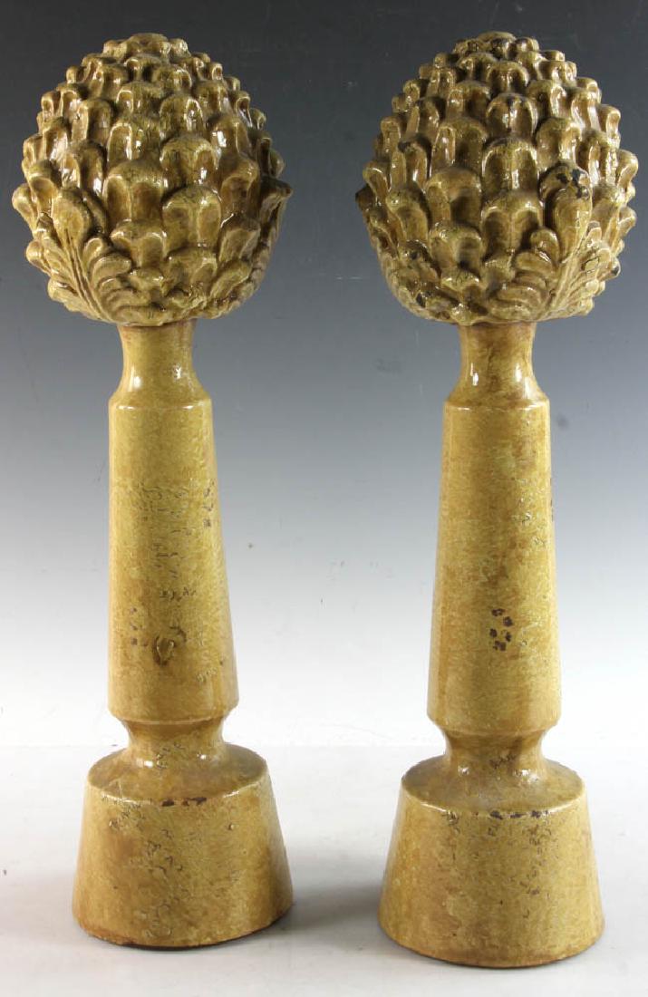 Pair of Ceramic Artichoke Form Sculptures (1 of 2)