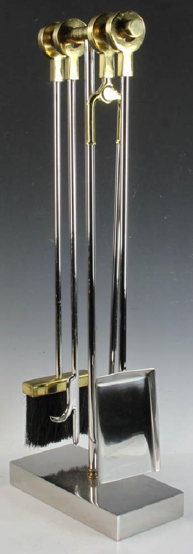 Modern Steel and Brass Fireplace Tool Set (1 of 3)
