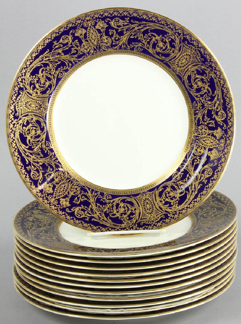 Royal Worcester Embassy Pattern Plates: Royal Worcester bone china, Embassy pattern, twelve (12) dinner plates, 10 1/2" diameter. Provenance: Broomfield, Colorado estate.