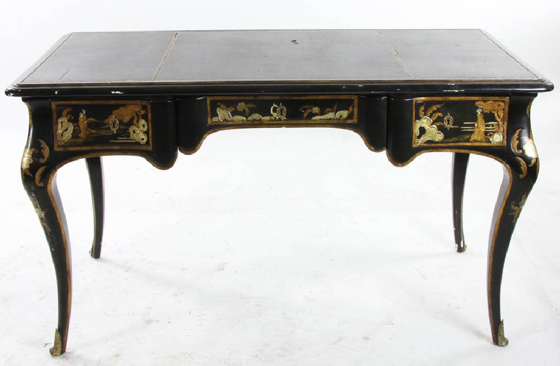 Chinoiserie Decorated Leather Top Library Table (1 of 7)