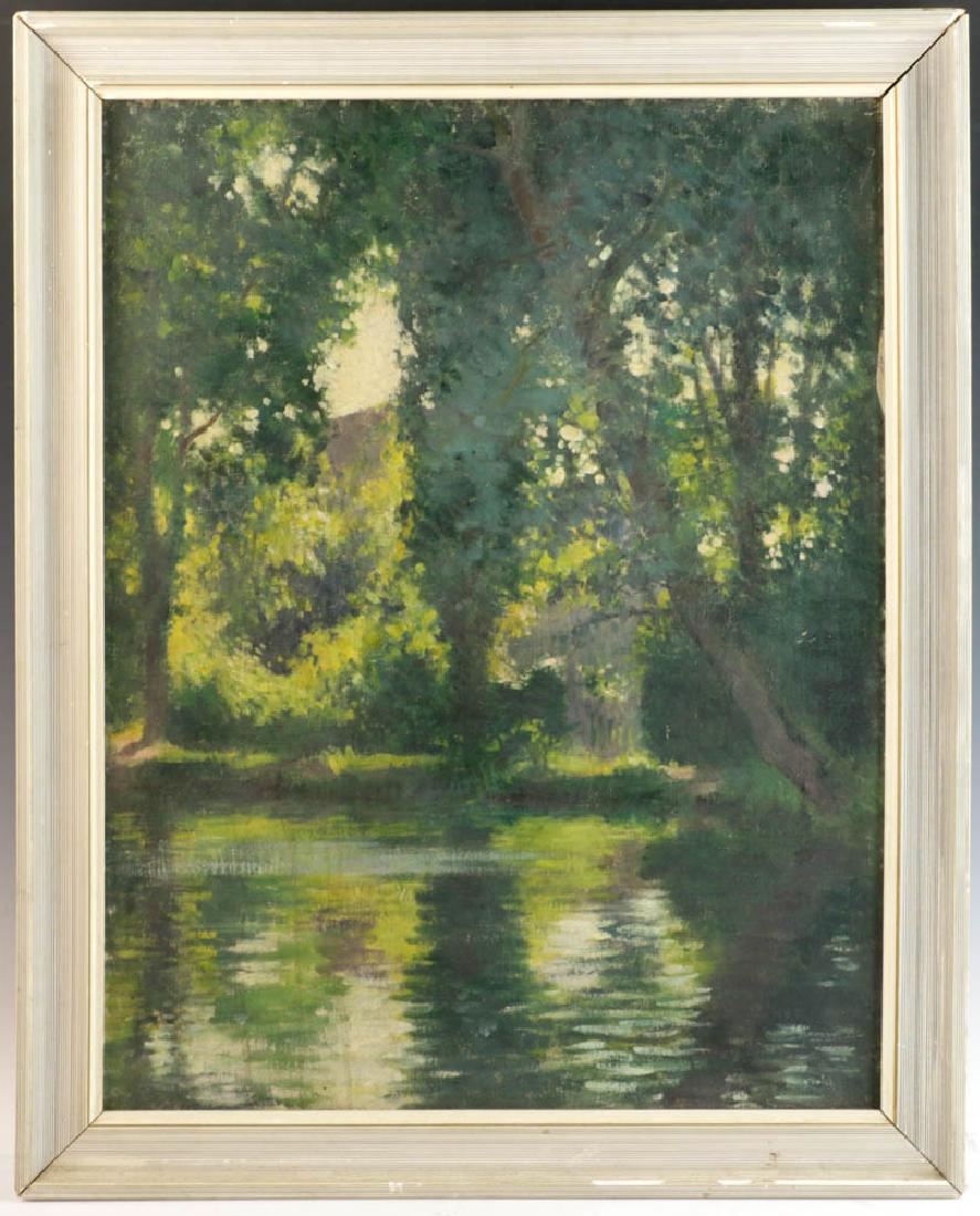 Oil on Canvas of Pond in Wooded Lanscape (1 of 4)