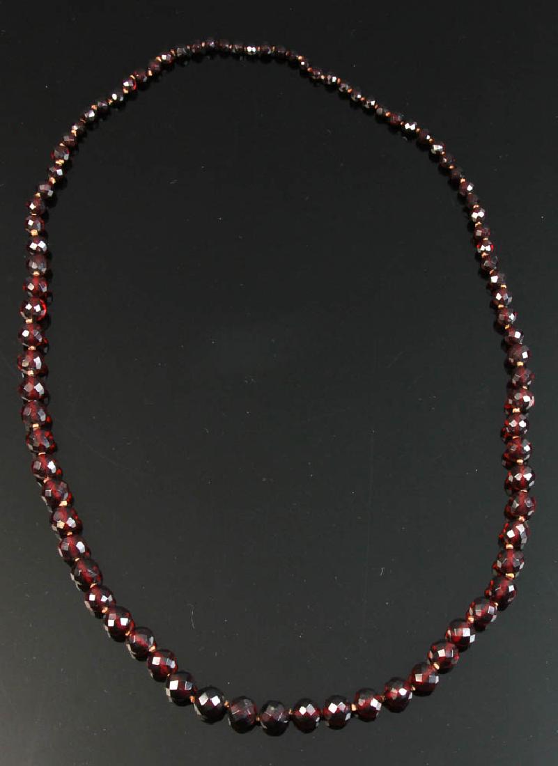 CA 1930s Red Amber Colored Beaded Necklace (1 of 3)