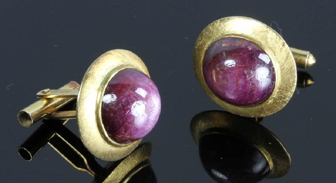 14k Yellow Gold and Star Ruby Cufflinks (1 of 4)