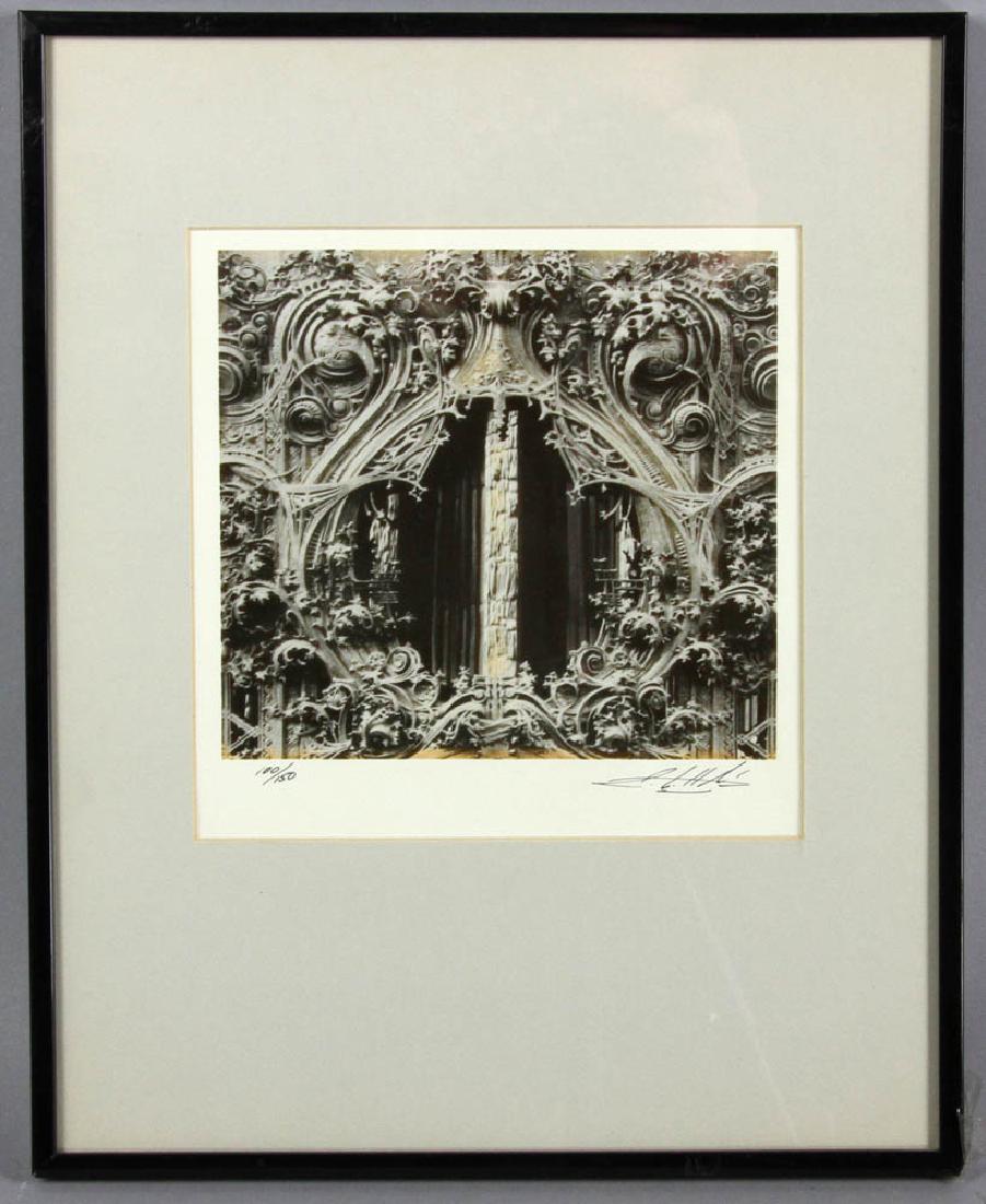 Limited Edition Photo by Arbis: Photo by Arbis, black and white gothic scroll image, limited edition 100/150, sight 7 1/2" x 7 3/8", framed 14 3/8" x 11 3/8". Provenance: Broomfield, Colorado estate.