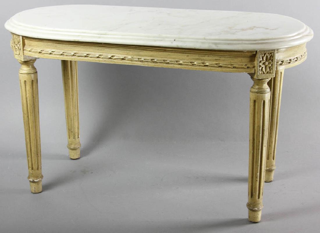 Louis XVI Style Marble Top Oval Side Table (1 of 5)