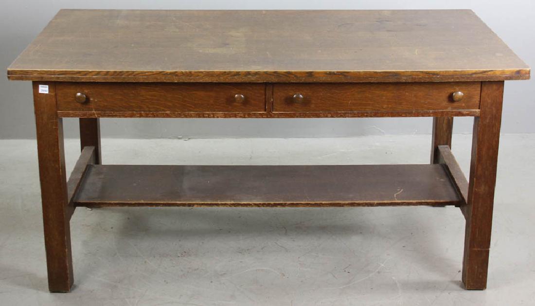 Stickley Style Mission Oak Library Table (1 of 7)