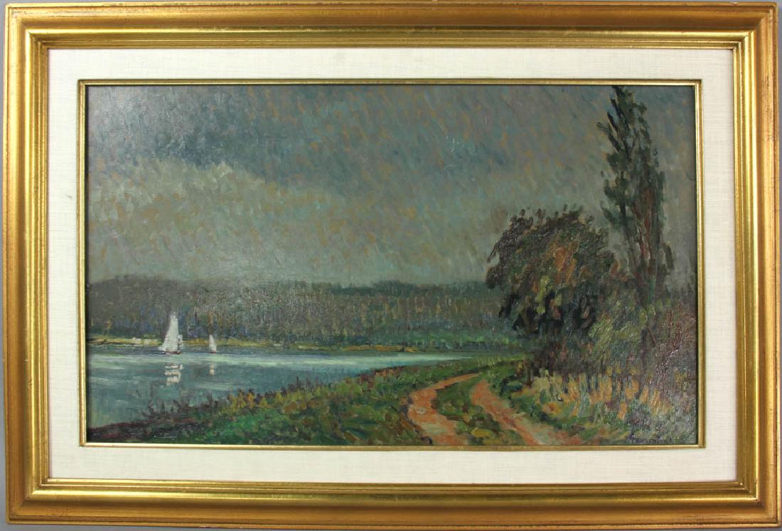 Albert Malet Oil on Canvas Bord de Seine (1 of 9)