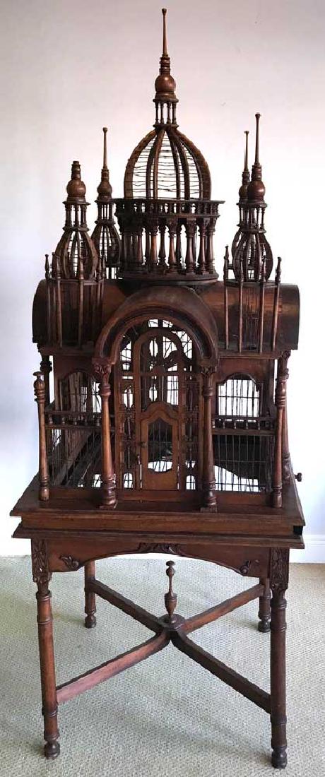 Victorian-style House Bird Cage on Stand (1 of 4)