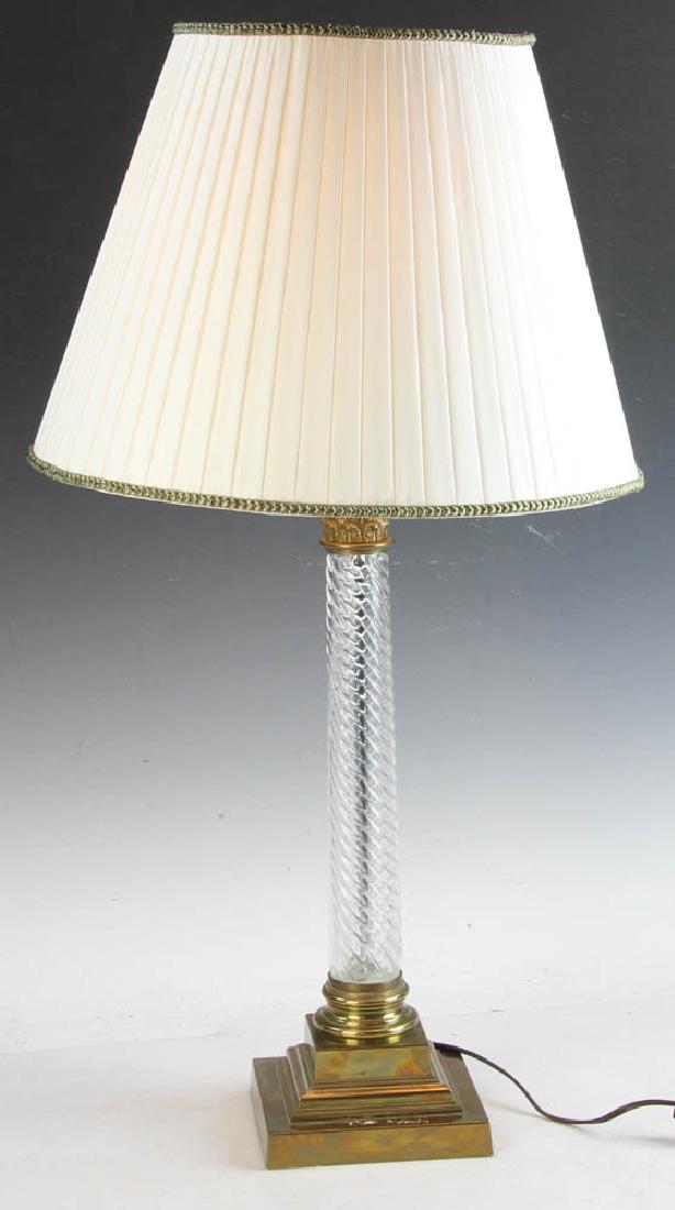 French Crystal and Brass Column Lamp (1 of 5)