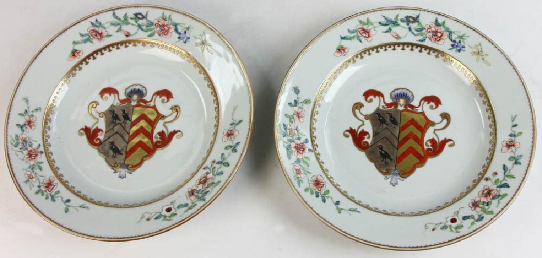 Pair of 18thC Chinese Armorial Plates (1 of 5)
