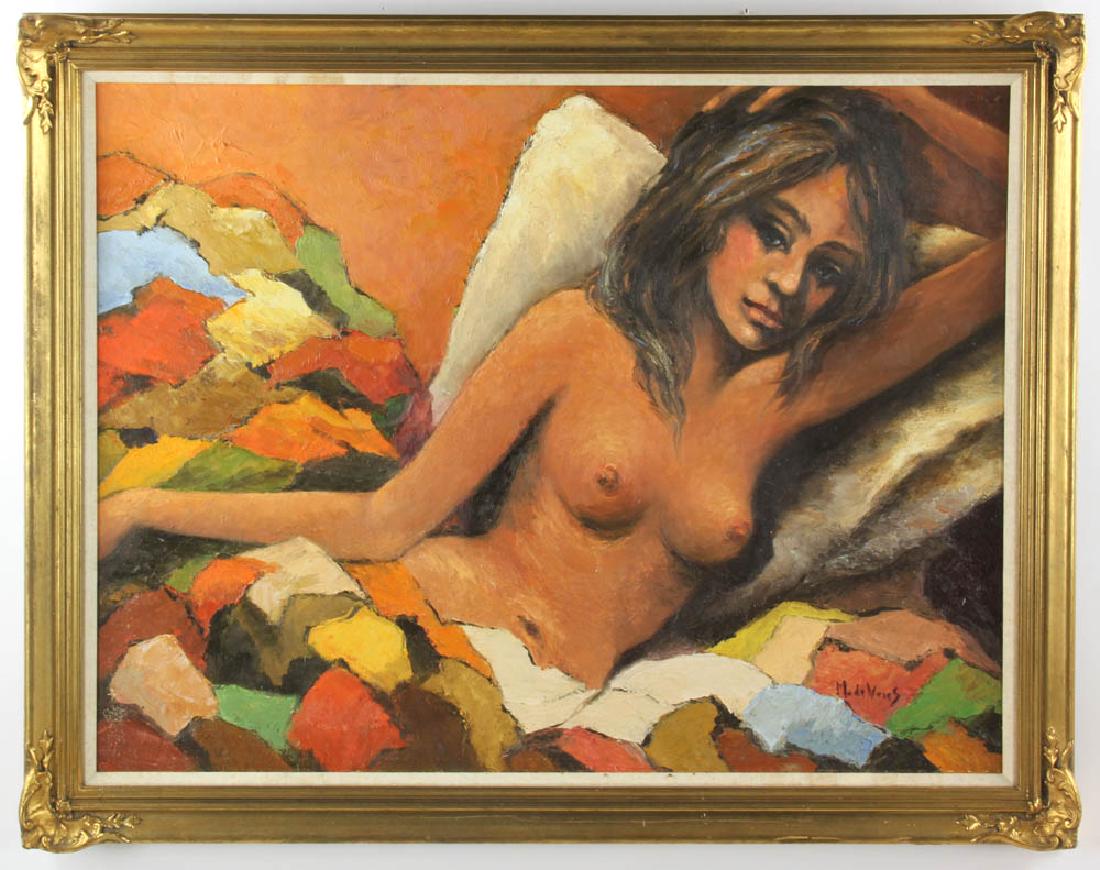 Mode Vries Nude Girl: Mode Vries nude girl, 30" x 39 1/2", frame 35" x 45". Provenance: Boca Raton, Florida Estate.