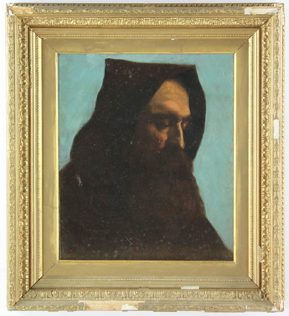 Late 19thC Unsigned Oil on Canvas Monk (1 of 4)