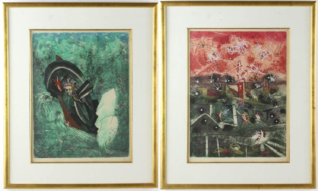 Two Colored Modern Abstract Prints (1 of 9)