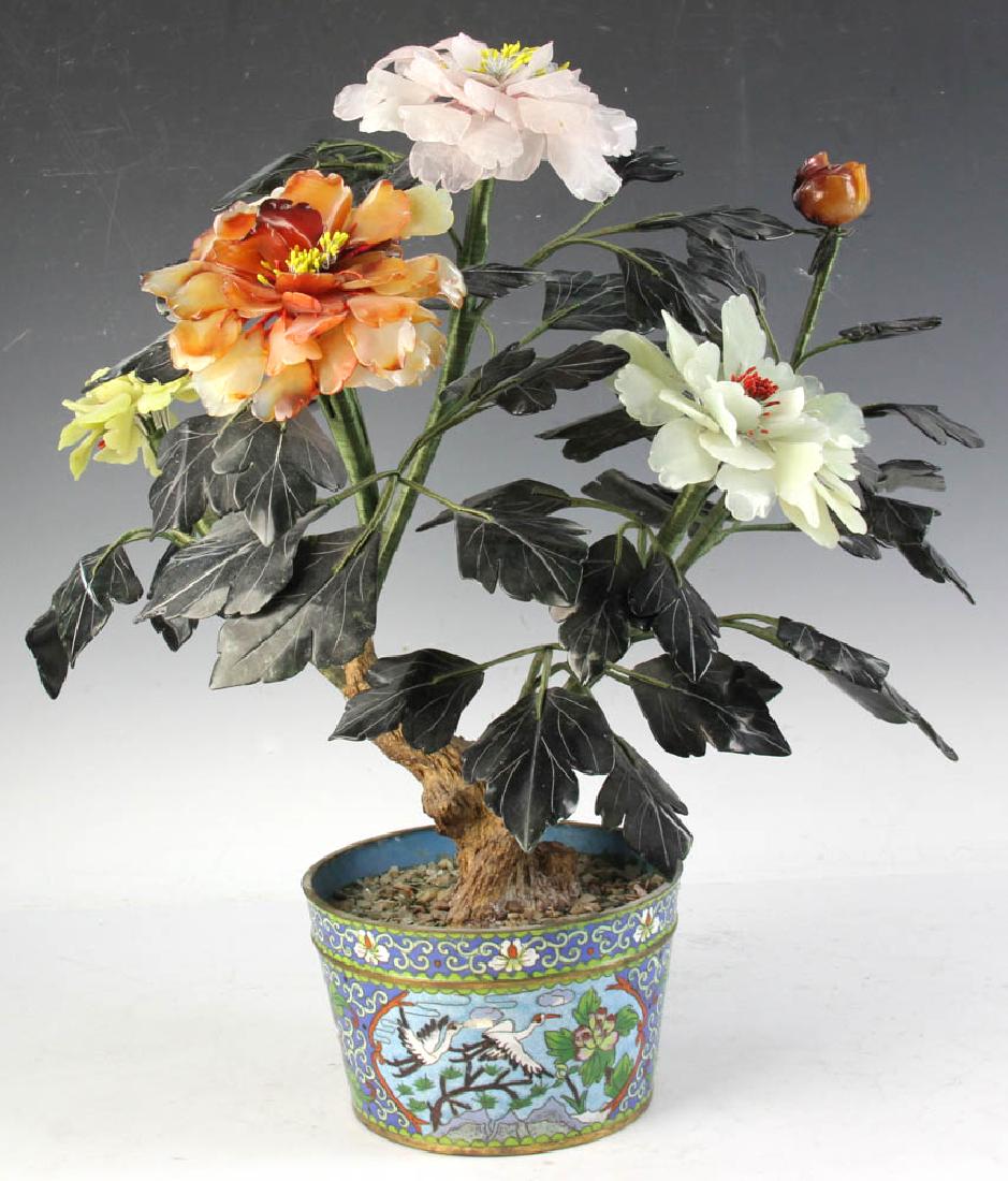 Chinese Jade Tree in Cloisonne Pot (1 of 6)