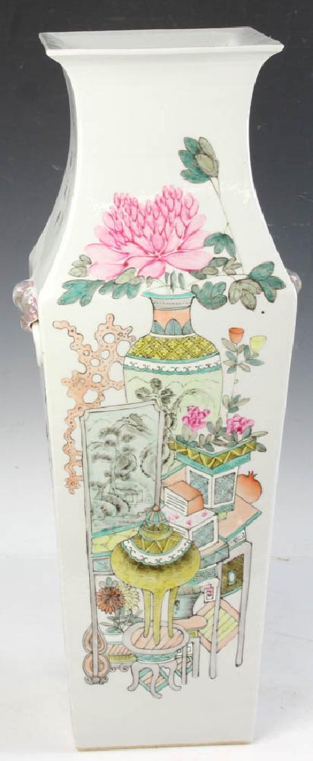 Large Chinese Famille Rose Square Shape Vase (1 of 10)