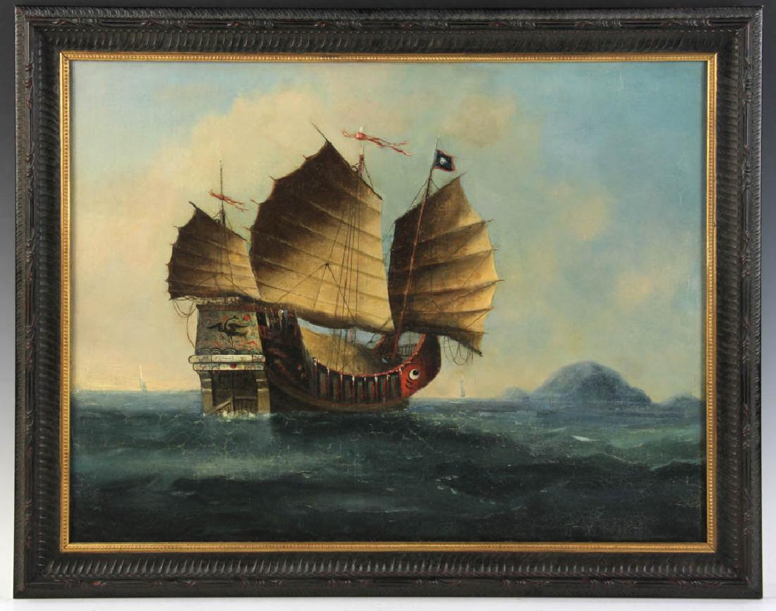 Chinese Export 19thC Oil on Canvas (1 of 6)