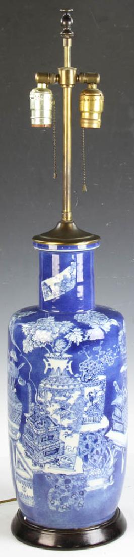 Chinese 19thC Blue and White Vase Lamp (1 of 7)