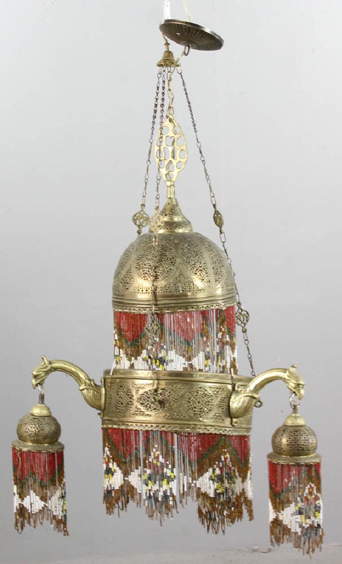 Antique Indian Pierced Brass Chandelier (1 of 5)