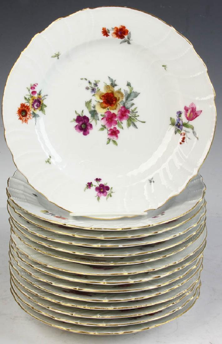 Antique German KPM Marked Plates: Antique German KPM marked plates, set of fourteen (14), 9 3/4" diameter. Provenance: The Collection of Katherine Henrietta de Stuers.