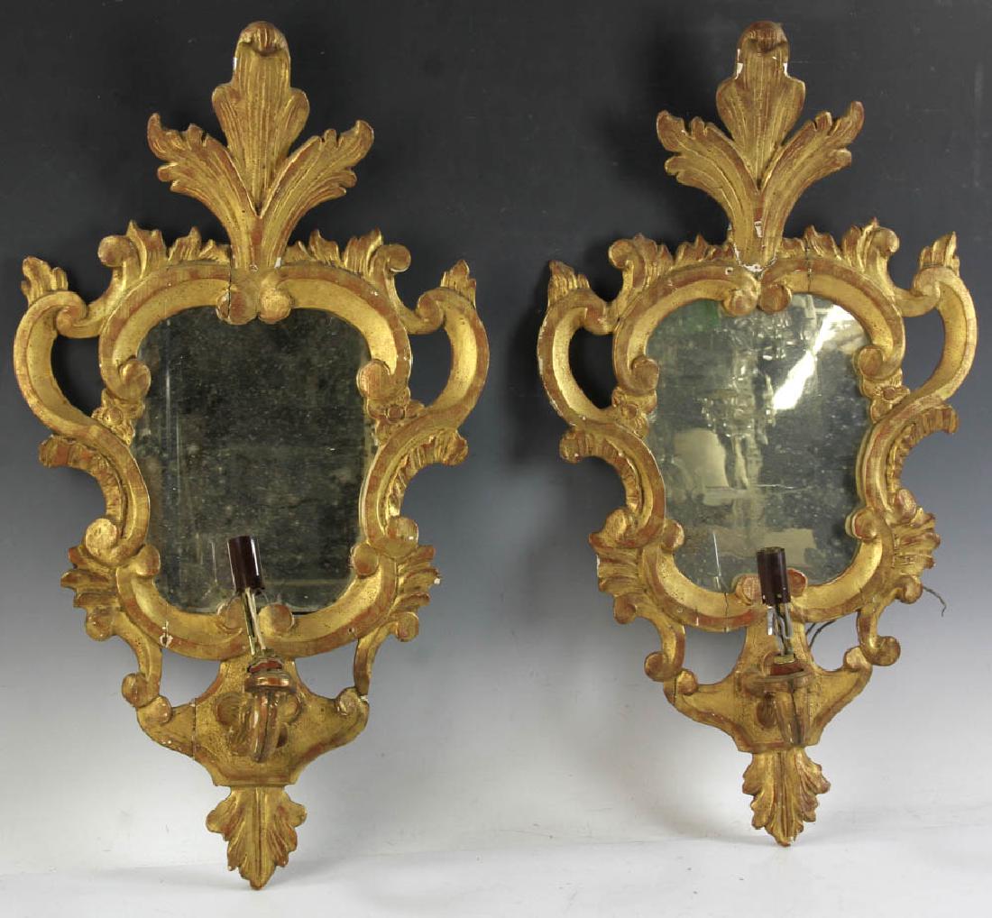 Pair of 19thC Italian Giltwood Sconces (1 of 6)