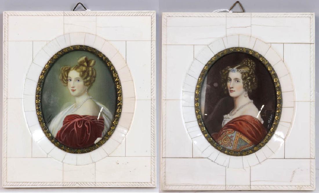 Two Miniature Portraits of Ladies, Signed (1 of 6)