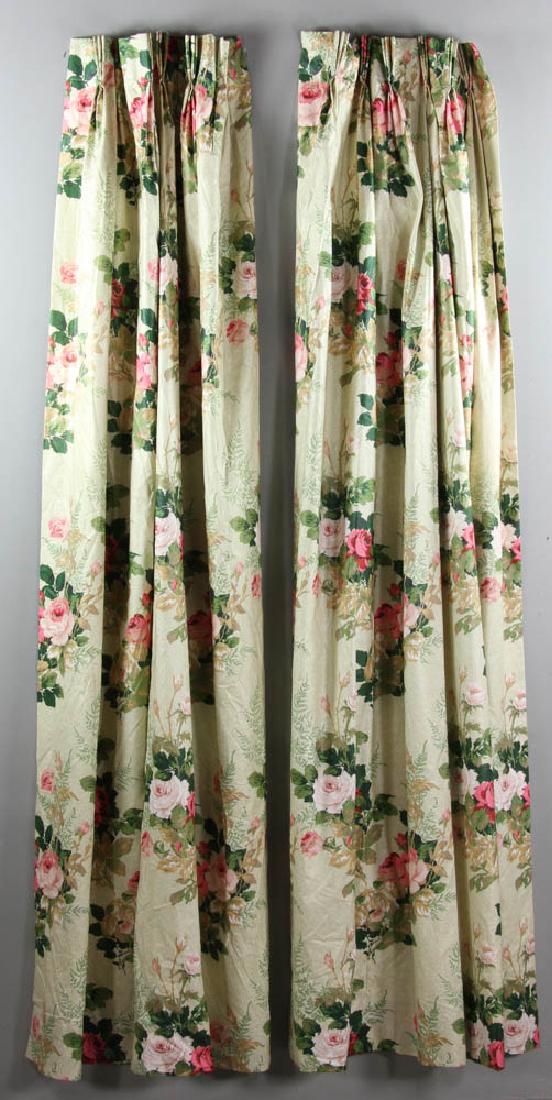 Pair of Chintz Floral Drapery Panels (1 of 3)