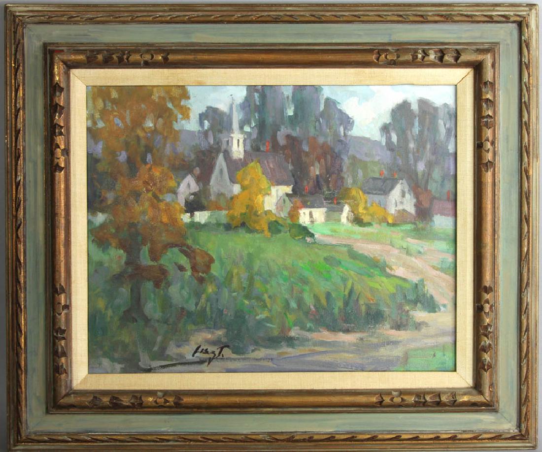 Maria Liszt, Riverdale Gloucester, Oil on Canvas: Maria Liszt (Gloucester, Massachusetts artist, 1902-1992), Riverdale landscape, Gloucester, oil on canvas, signed L/C, 16" x 20", frame 29" x 28". Provenance: Danvers, Massachusetts collection.