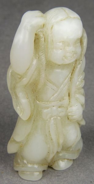 19th C. Chinese White Jade Figure of Prosperity