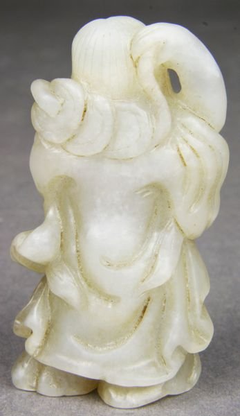 19th C. Chinese White Jade Figure of Prosperity - 3