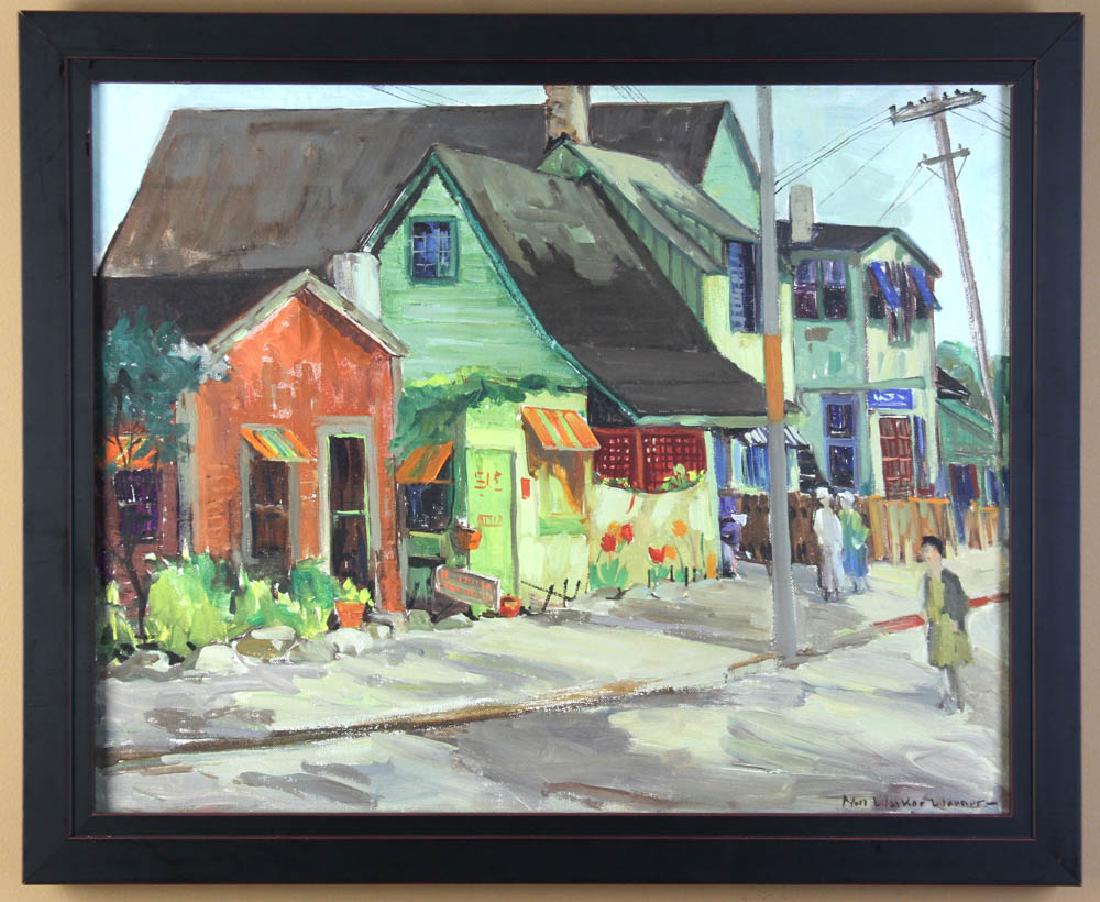 Nell Walker Warner, Shop East Gloucester: Nell Walker Warner, 'Shop, East Gloucester', oil on canvas, signed L/R, 15" x 20", framed 19" x 22 1/2", labeled Artist Guild of America, info verso.