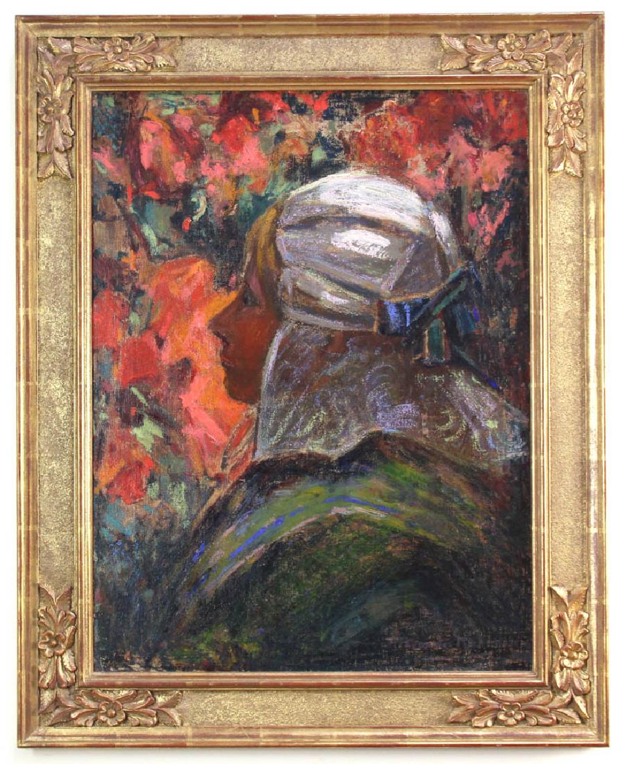 Alexander Robinson, Portrait of Woman with Bonnet: Alexander Robinson, 'Portrait of Young Woman with Bonnet', oil on canvas, signed L/R, 25 3/4" x 19", in custom giltwood frame 32" x 25". Exhibited by The Fuller Museum of Art, Boston Art Club 1993. Pr