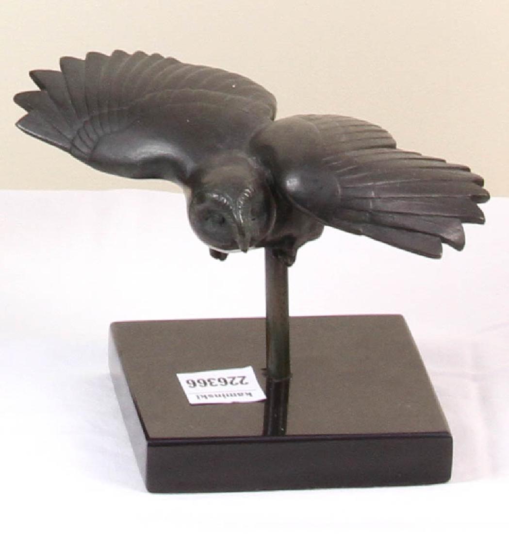 Paul Howard Manship Bronze, Owl: Paul Howard Manship (1885-1966), 'Owl', bronze with greenish-black patina, inscribed 'P.M.', 3 1/2" H x 7" W. According to information provided by John Manship, the artist's son, this work is a detail