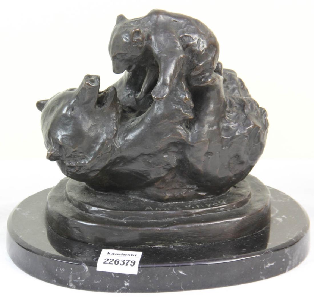 Anna VH Huntington Bronze, Bear Cubs: Anna Vaughn Hyatt Huntington (1876-1973), 'Playing Bear Cubs', bronze, inscribed 'Anna V. Hyatt', 6 1/8" H.