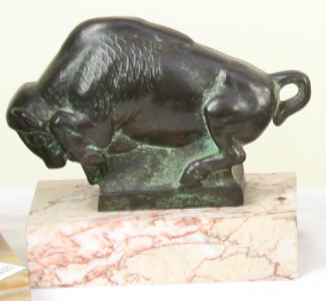 Paul Howard Manship Bronze, Bison: Paul Howard Manship (1885-1966), 'Bison', bronze with greenish-brown patina, inscribed 'P. Manship', 4 1/2" H. According to information provided by John Manship, the artist's son, this work was cast i