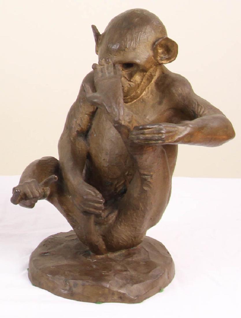 Anna VH Huntington Bronze, Monkey: Anna Vaughn Hyatt Huntington (1876-1973), 'Monkey', bronze, inscribed 'Anna Hyatt Huntington 1936', stamped 'Roman Bronze Works N.Y.', 10" H. Provenance: purchased from Robert W. Skinner, Inc., Bolton