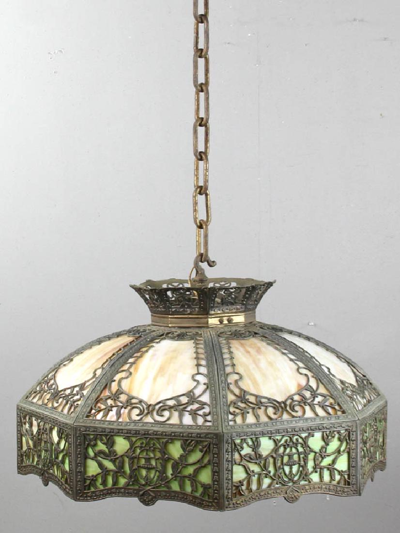 Slag Glass Four Arm Chandelier (1 of 8)