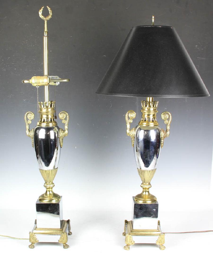 Pair of Brass Nickel Plated Table Lamps (1 of 7)