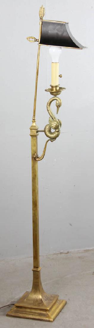 Solid Brass Floor Lamp with Tole Shade (1 of 5)