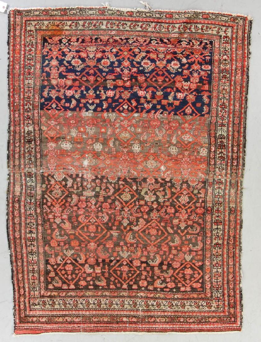 Antique Hamadan Rug: Antique Hamadan rug, 4'3" x 5' 9". Provenance: Rockport, Massachusetts collection.